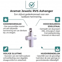 Ashanger Kruisje 316L Staal Zilverkleurig &acirc;&euro;&ldquo; 2x1,5cm Gedenksieraad - Unisex