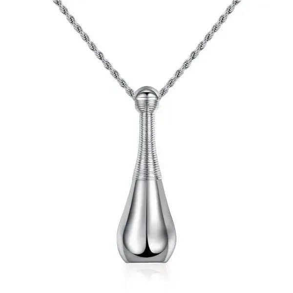 Ashanger Kegel Zilverkleurig 316L Staal &acirc;&euro;&ldquo; 4cm Inclusief Bolletjesketting - Unisex
