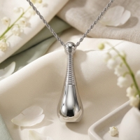 Ashanger Kegel Zilverkleurig 316L Staal &acirc;&euro;&ldquo; 4cm Inclusief Bolletjesketting - Unisex
