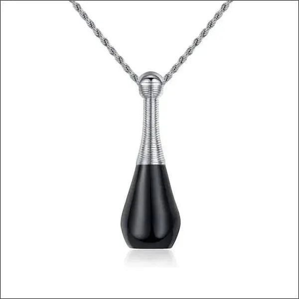 Ashanger Kegel 316L Staal Zwart & Zilver &acirc;&euro;&ldquo; 4cm Inclusief Ketting Gedenksieraa