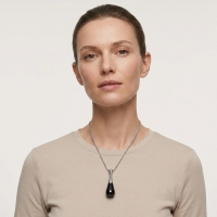 Ashanger Kegel 316L Staal Zwart & Zilver &acirc;&euro;&ldquo; 4cm Inclusief Ketting Gedenksieraa