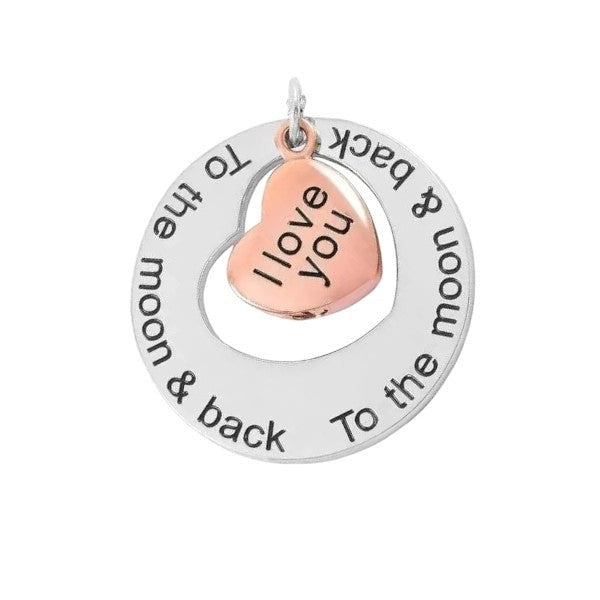 Ashanger I Love You To The Moon &acirc;&euro;&ldquo; 3,5cm 316L Staal Zilver & Ros&Atilde;&copy;