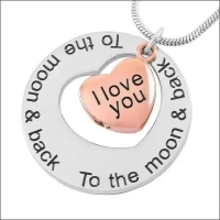Ashanger I Love You To The Moon &acirc;&euro;&ldquo; 3,5cm 316L Staal Zilver & Ros&Atilde;&copy;