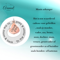 Ashanger I Love You To The Moon &acirc;&euro;&ldquo; 3,5cm 316L Staal Zilver & Ros&Atilde;&copy;