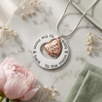 Ashanger I Love You To The Moon &acirc;&euro;&ldquo; 3,5cm 316L Staal Zilver & Ros&Atilde;&copy;