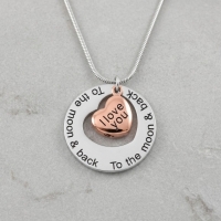 Ashanger I Love You To The Moon &acirc;&euro;&ldquo; 3,5cm 316L Staal Zilver & Ros&Atilde;&copy;
