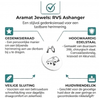 Ashanger Hond 316L Staal Zilver & Zwart &acirc;&euro;&ldquo; 2,5cm Inclusief Ketting 50cm - Unis