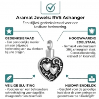 Ashanger 2 Hartjes &acirc;&euro;&ldquo; 30x18mm Staal Emaille Zilverkleurig & Zwart - Unisex
