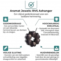 Ashanger Cirkel Hartjes &acirc;&euro;&ldquo; 20x20mm Staal Diverse Kleuren Gedenksieraad - Zwart - U