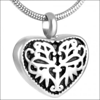 Ashanger Hartje Zwart Emaille &acirc;&euro;&ldquo; 3x2cm Zilverkleurig Staal Gedenksieraad - Unisex
