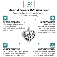 Ashanger Hartje Zwart Emaille &acirc;&euro;&ldquo; 3x2cm Zilverkleurig Staal Gedenksieraad - Unisex