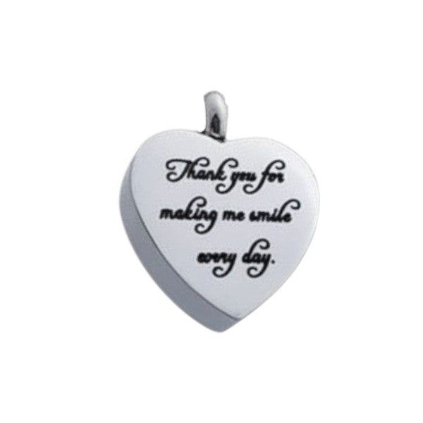 Stalen Ashanger Hart &acirc;&euro;&ldquo; Thank You For Making Me Smile &acirc;&euro;&ldquo; Zilver 