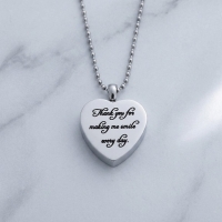 Stalen Ashanger Hart &acirc;&euro;&ldquo; Thank You For Making Me Smile &acirc;&euro;&ldquo; Zilver 