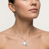 Stalen Ashanger Hart Wit Emaille & Zirkonia &acirc;&euro;&ldquo; 2,7x1,6cm Gedenksieraad - Unise