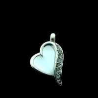 Stalen Ashanger Hart Wit Emaille & Zirkonia &acirc;&euro;&ldquo; 2,7x1,6cm Gedenksieraad - Unise