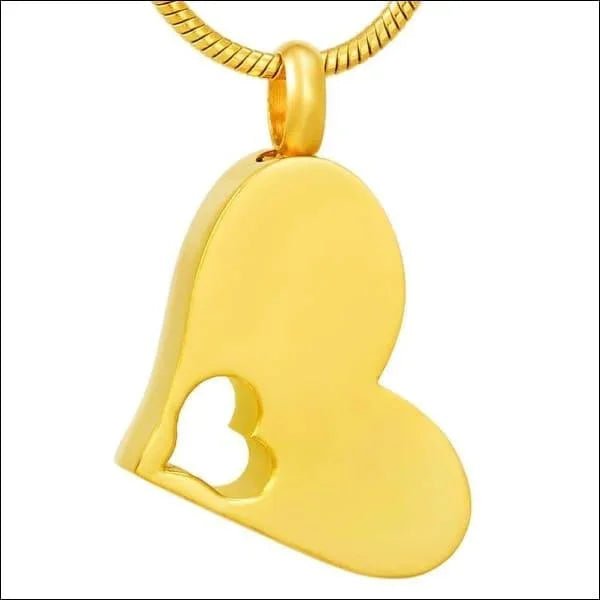 RVS Ashanger Open Hart Goudkleur &acirc;&euro;&ldquo; Crematiehanger Staal - Open hartje-2.8x1.8mm -