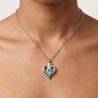Elegante Stalen Ashanger met Blauwe Zirkonia &acirc;&euro;&ldquo; Zilverkleurig Gedenksieraad - Unis
