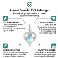 Elegante Stalen Ashanger met Blauwe Zirkonia &acirc;&euro;&ldquo; Zilverkleurig Gedenksieraad - Unis