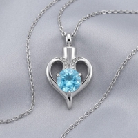 Elegante Stalen Ashanger met Blauwe Zirkonia &acirc;&euro;&ldquo; Zilverkleurig Gedenksieraad - Unis