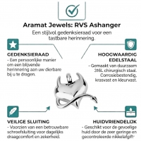 RVS Ashanger Hart met Duiveltje &acirc;&euro;&ldquo; Stoer & Uniek Gedenksieraad - Zilverkleurig