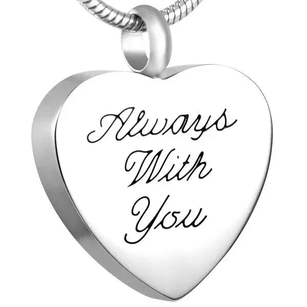 Stalen Ashanger Hart Always by My Side &acirc;&euro;&ldquo; Zilverkleurig 316L Gedenksieraad - Alway