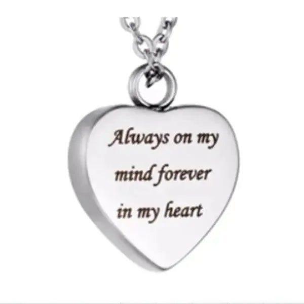 Stalen Ashanger Hart Always by My Side &acirc;&euro;&ldquo; Zilverkleurig 316L Gedenksieraad - Alway