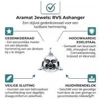 Boeddha Ashanger RVS &acirc;&euro;&ldquo; 4x3cm Inclusief Ketting 45cm Gedenksieraad - Unisex