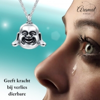 Boeddha Ashanger RVS &acirc;&euro;&ldquo; 4x3cm Inclusief Ketting 45cm Gedenksieraad - Unisex