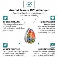 Ashanger Druppel Murano Glas &acirc;&euro;&ldquo; 2cm 316L RVS Uniek Gedenksieraad - Unisex
