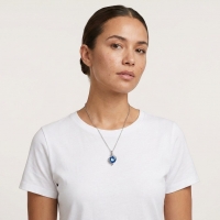 Ashanger Druppelvorm Blauwe Zirkonia &acirc;&euro;&ldquo; 31x18mm Zilverkleurig RVS - Unisex