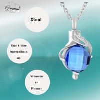 Ashanger Druppelvorm Blauwe Zirkonia &acirc;&euro;&ldquo; 31x18mm Zilverkleurig RVS - Unisex