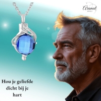 Ashanger Druppelvorm Blauwe Zirkonia &acirc;&euro;&ldquo; 31x18mm Zilverkleurig RVS - Unisex