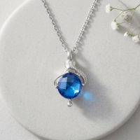 Ashanger Druppelvorm Blauwe Zirkonia &acirc;&euro;&ldquo; 31x18mm Zilverkleurig RVS - Unisex