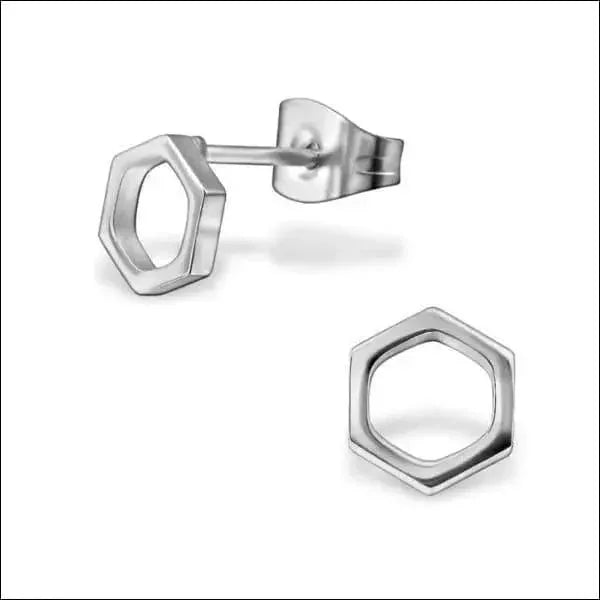 Stalen Zeshoek Oorstekers &acirc;&euro;&ldquo; Meerdere Modellen & Kleuren RVS Geometrisch - Ros