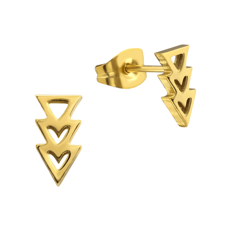 Stalen Pijltjes Oorstekers Goudkleur &acirc;&euro;&ldquo; 9x5mm RVS Nikkelarm -