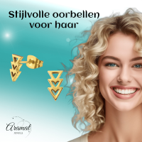 Stalen Pijltjes Oorstekers Goudkleur &acirc;&euro;&ldquo; 9x5mm RVS Nikkelarm -