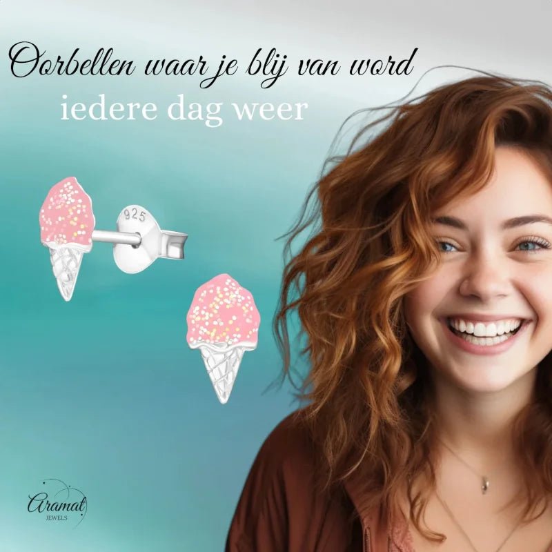 Zomerse Zilveren Ijsco Oorbellen -