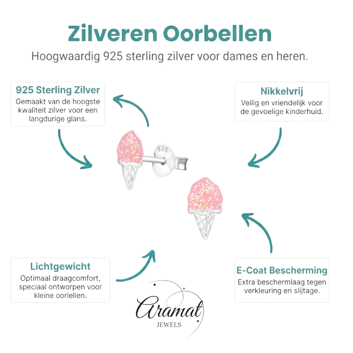 Zomerse Zilveren Ijsco Oorbellen -