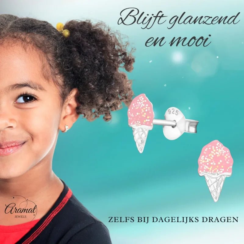 Zomerse Zilveren Ijsco Oorbellen -