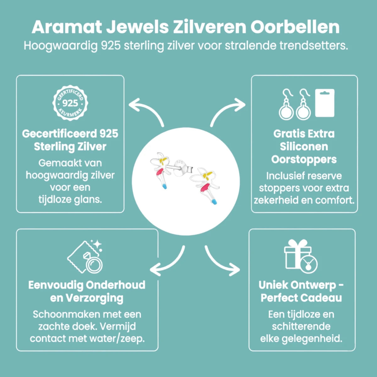 Zilveren Elfjes Oorbellen - Schattige Kinder Oorbellen -
