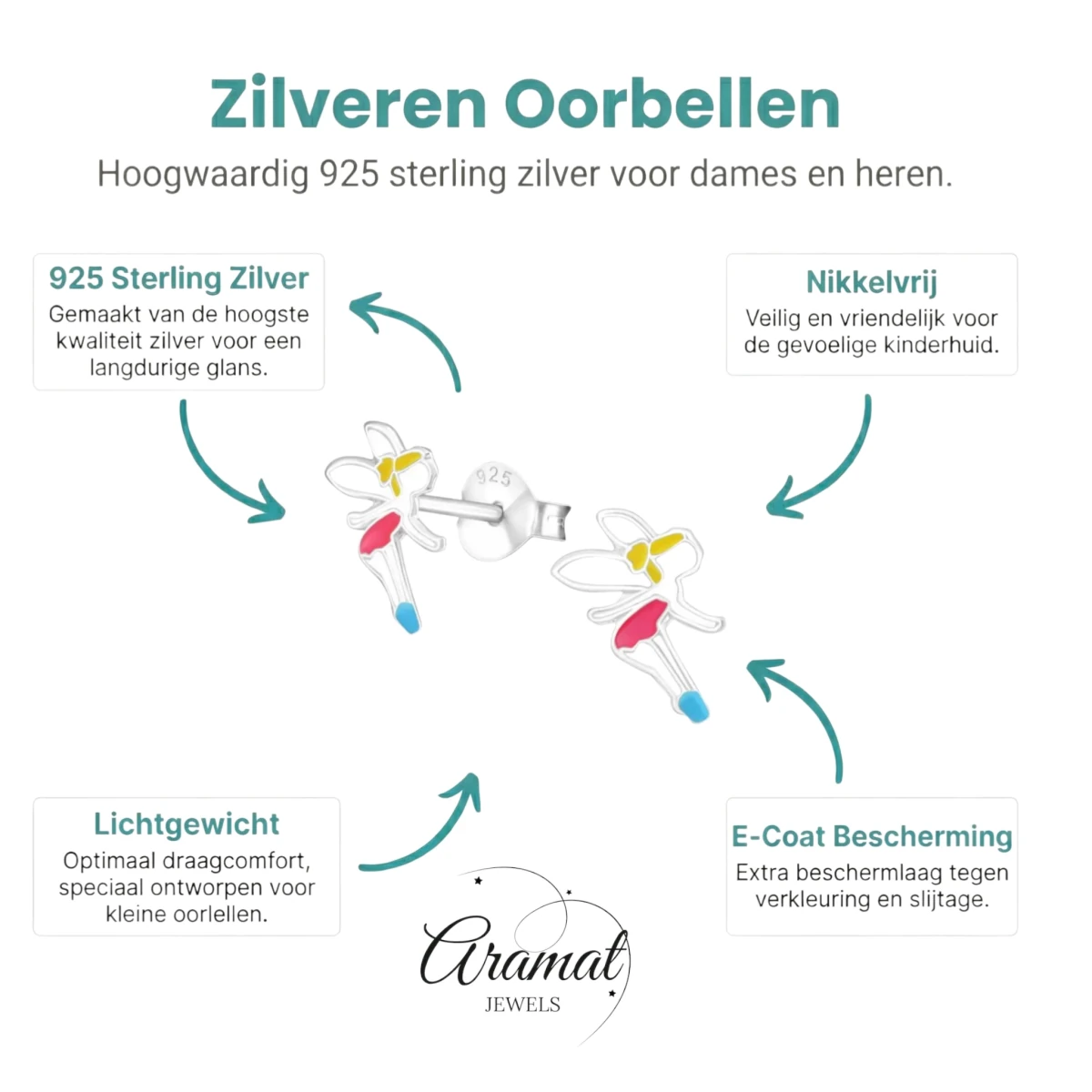 Zilveren Elfjes Oorbellen - Schattige Kinder Oorbellen -