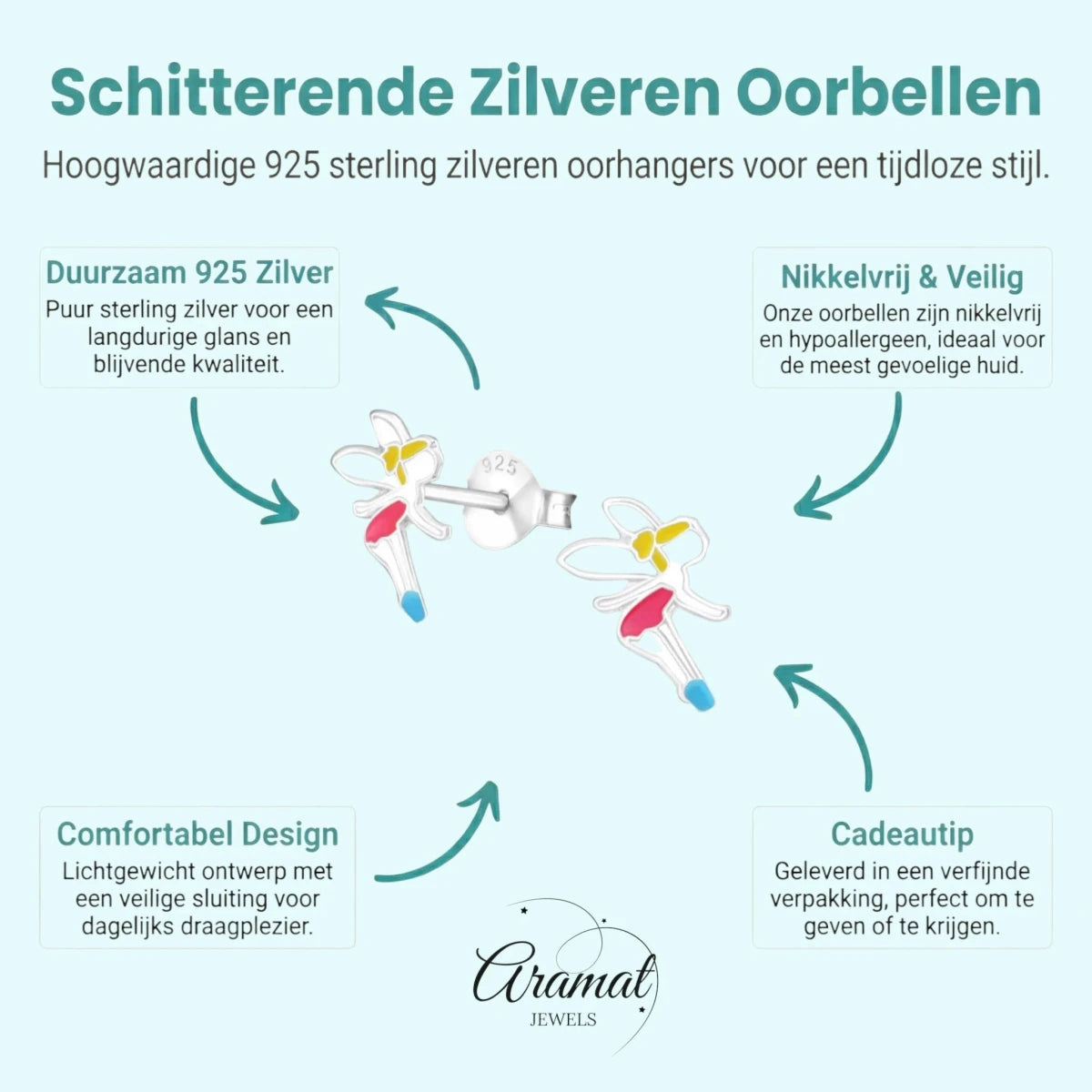 Zilveren Elfjes Oorbellen - Schattige Kinder Oorbellen -