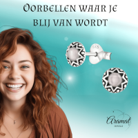 Zilveren Kattenoog Oorbellen - Roze -