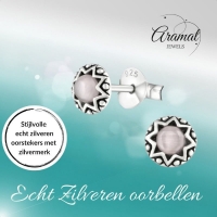 Zilveren Kattenoog Oorbellen - Roze -