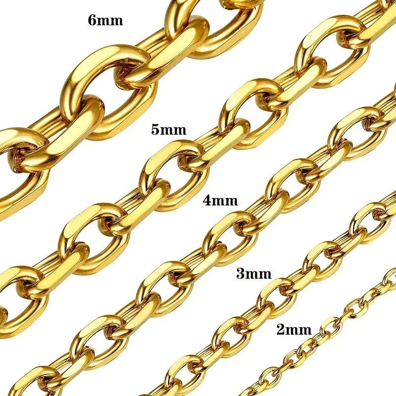 Stalen Anker Schakelketting Goudkleur 45&acirc;&euro;&ldquo;55cm &acirc;&euro;&ldquo; 1,5 & 2mm 