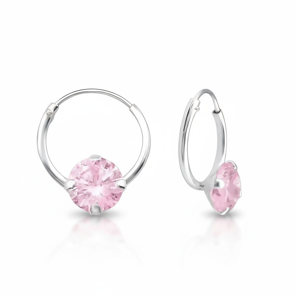 Roze Zirkonia Oorringetjes kind -