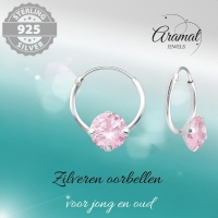 Roze Zirkonia Oorringetjes kind -