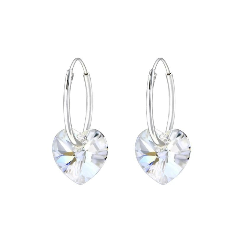 Zilveren Kristalhart Oorringen - 16mm - Moonlight Clear -