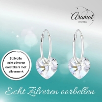 Zilveren Kristalhart Oorringen - 16mm - Moonlight Clear -