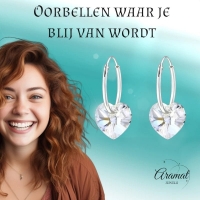 Zilveren Kristalhart Oorringen - 16mm - Moonlight Clear -